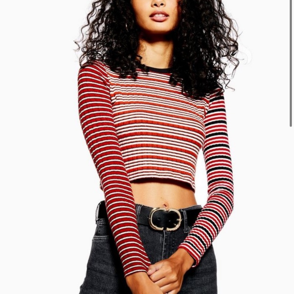 Topshop Mix Stripe Long Sleeve Top